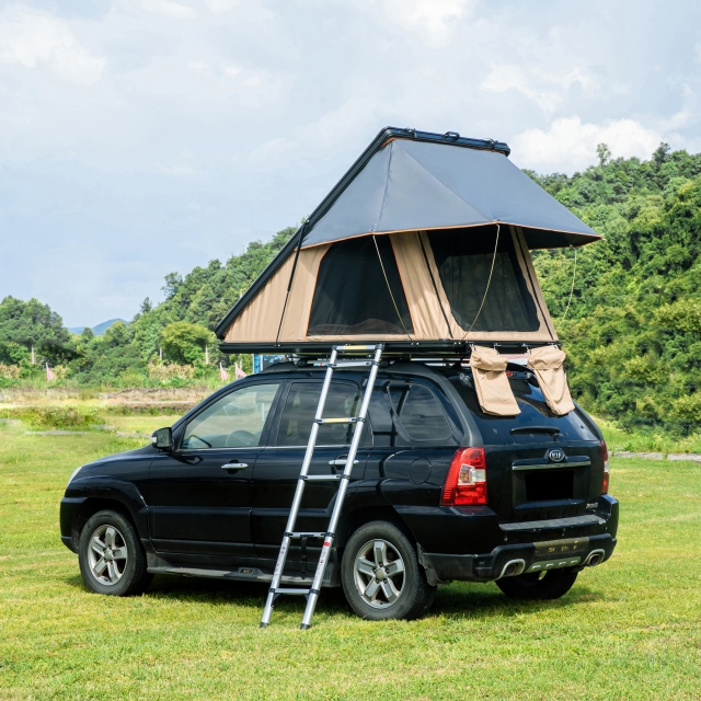 Trustmade Triangle Aluminium Black Hard Shell Beige Rooftop Tent Scout MAX Series